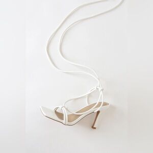 Lulus Becky White Lace-Up High Heel Sandals